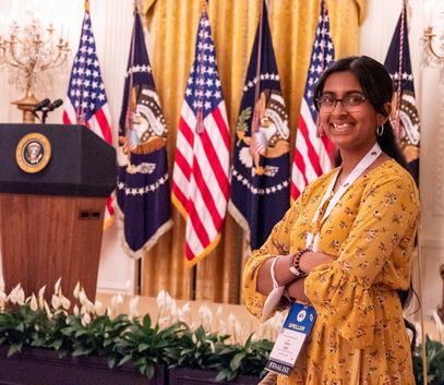 2022 Scripps National Spelling Bee Champion Harini Logan at the White House